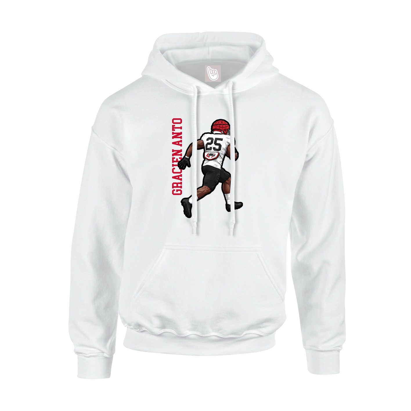 Youth Hoodie — Name Vertical in White