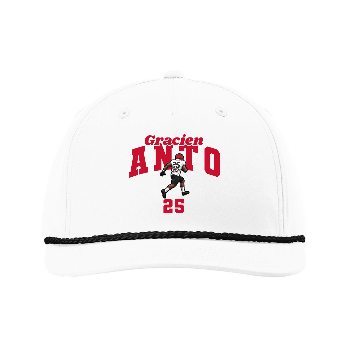 Five-Panel Classic Rope Cap — Signature Arch in White