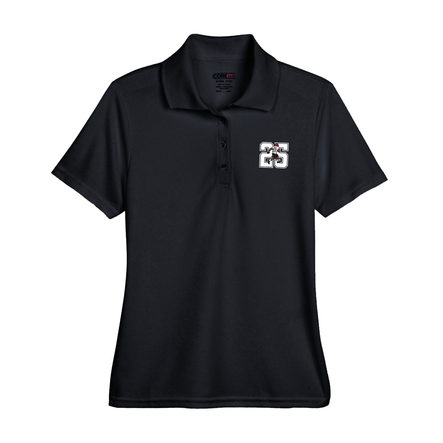 Womens Performance Polo — Number in Black