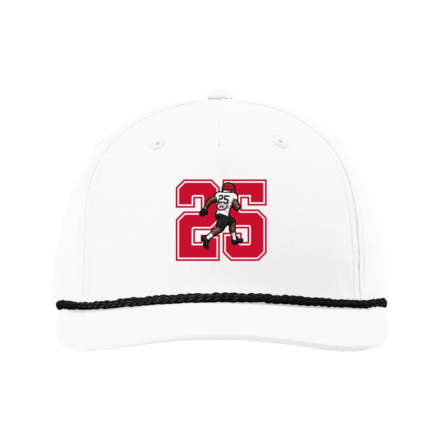 Five-Panel Classic Rope Cap — Number in White