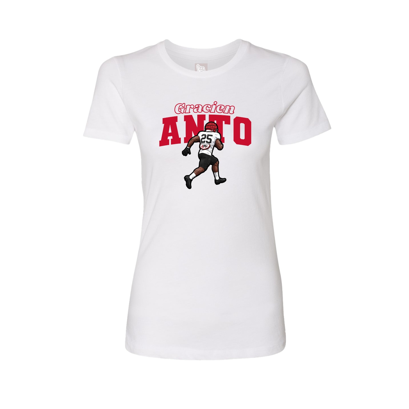 Fitted Women's Tee — Name Arch in White