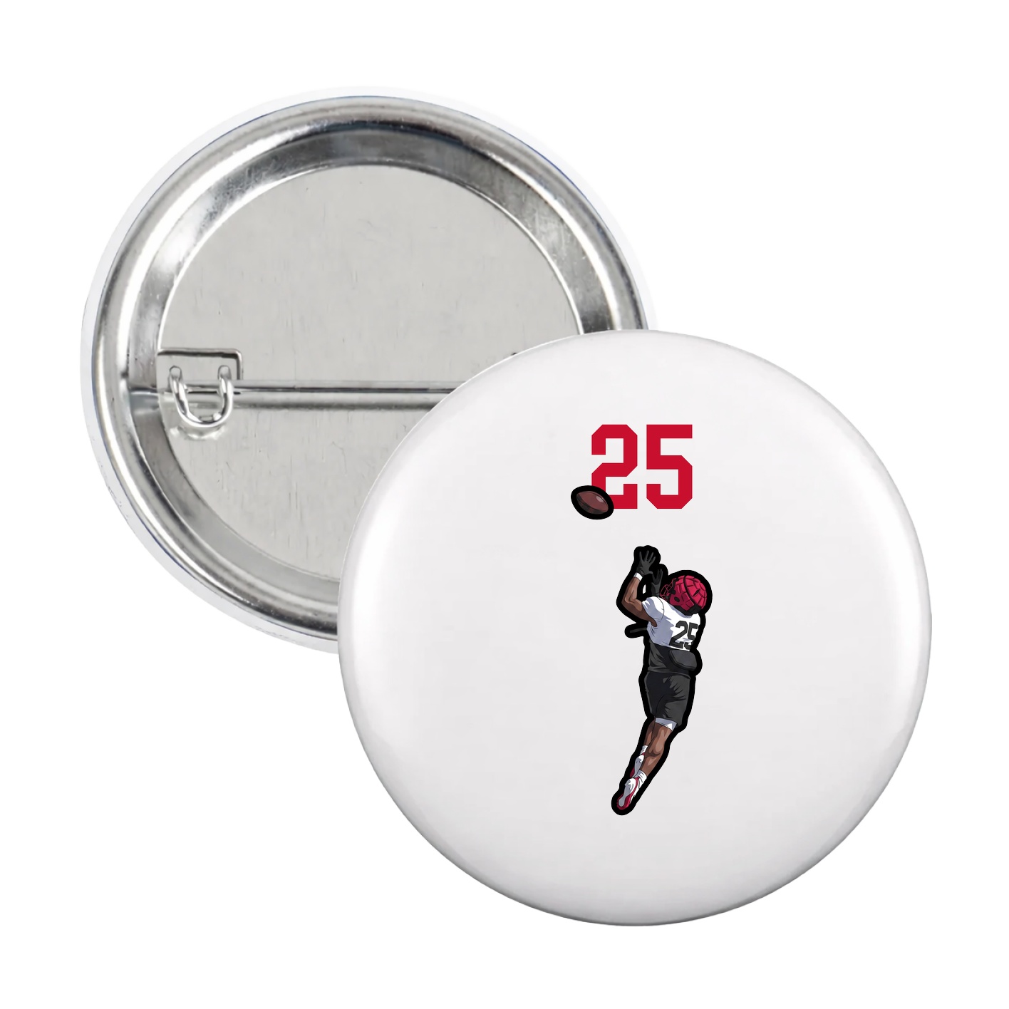 Game Day Button — Number Top in White