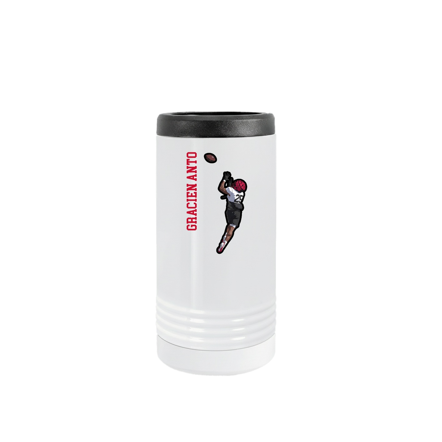 Slim Beverage Holder — Name Vertical in White