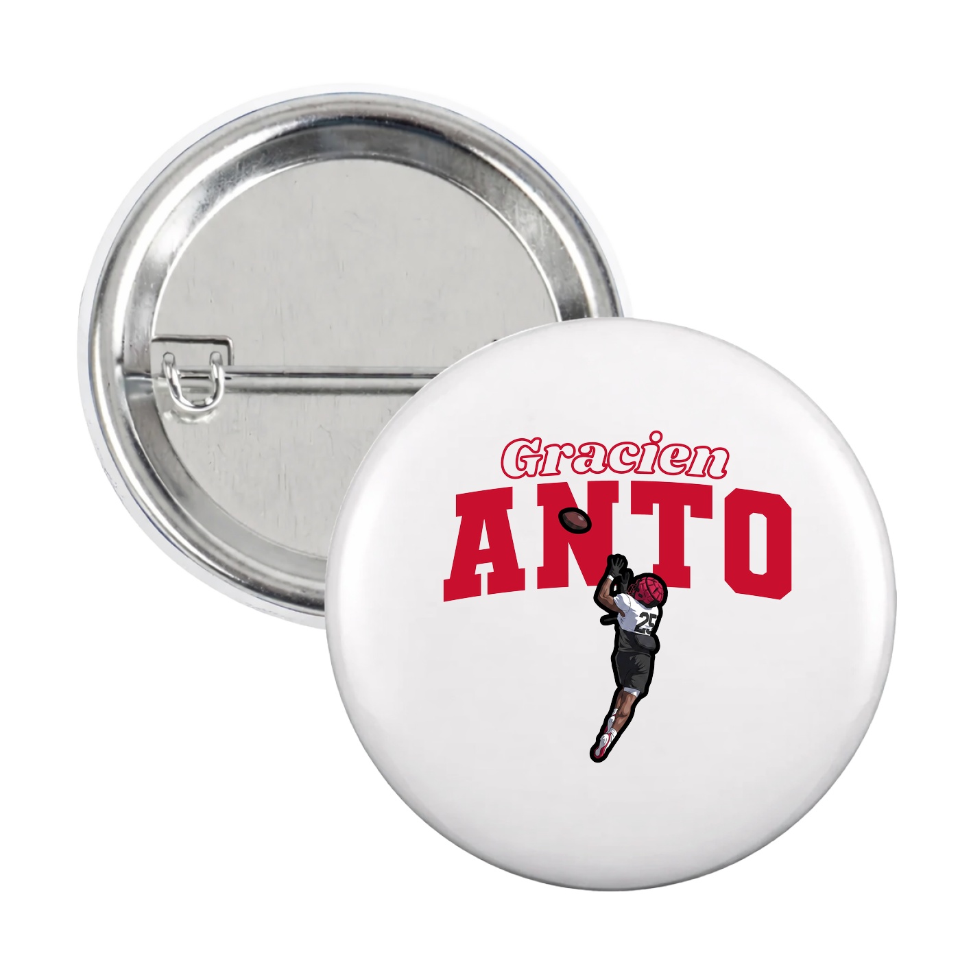 Game Day Button — Name Arch in White
