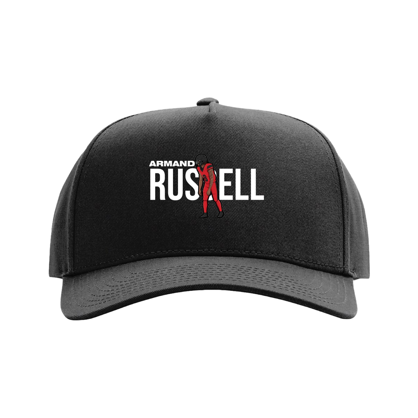 Full Fabric Five-Panel Champ Cap — Player Name in Black