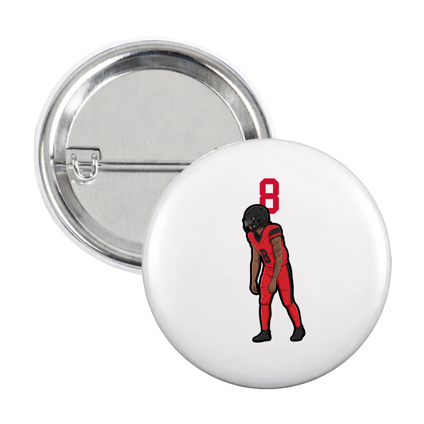 Game Day Button — Number Top in White