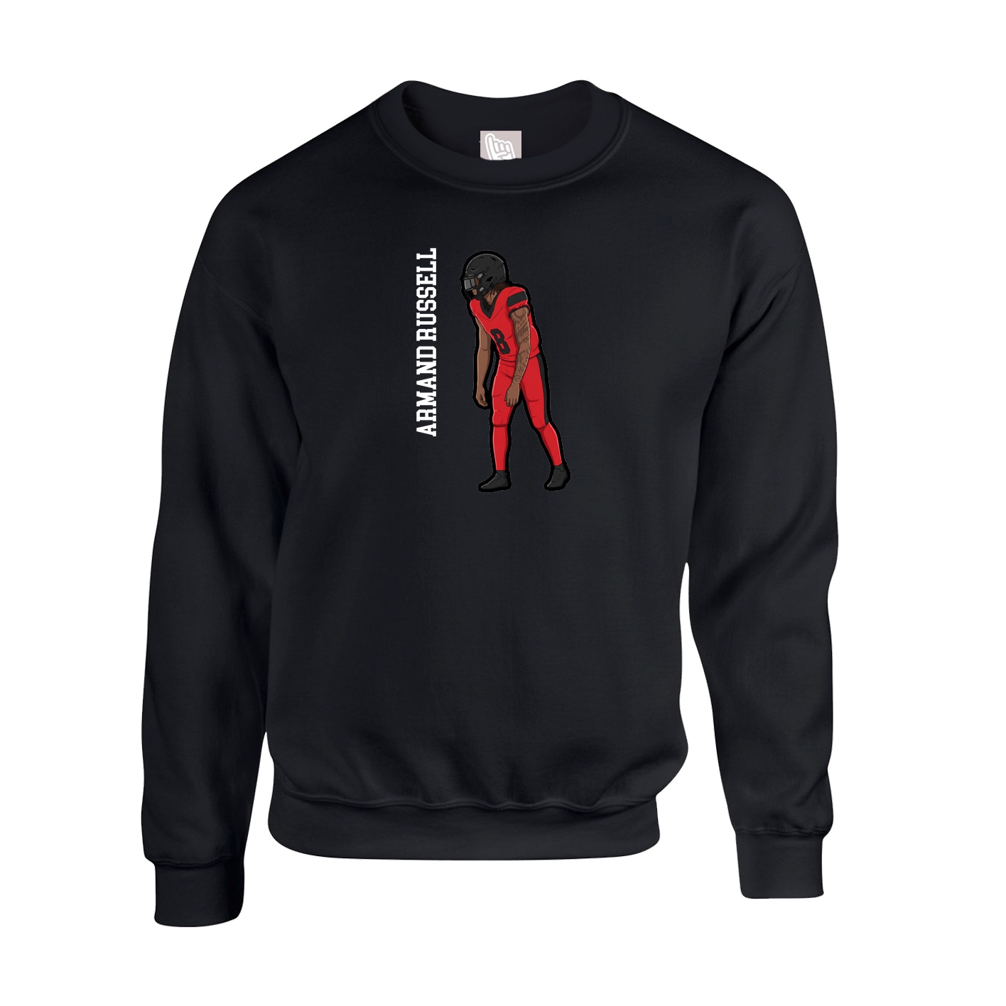 Fleece Crew — Name Vertical in Black