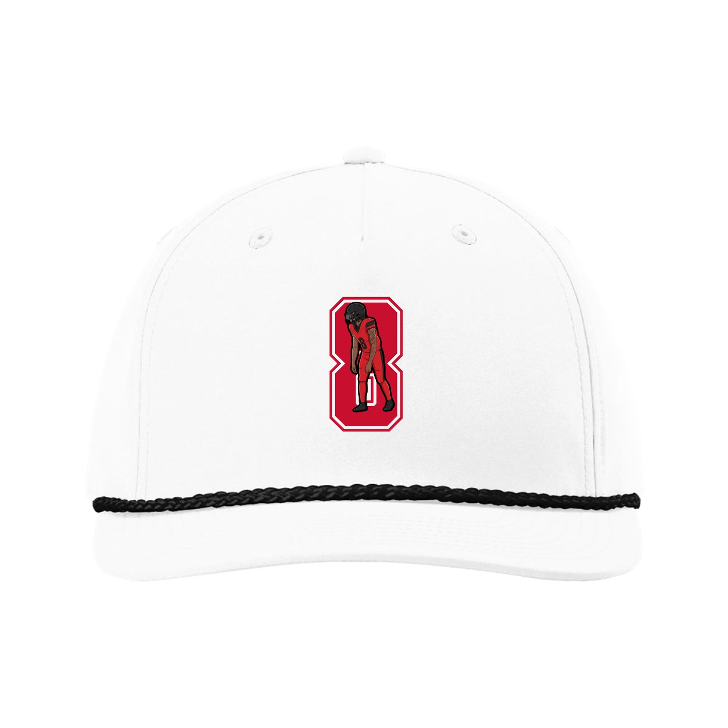 Five-Panel Classic Rope Cap — Number in White