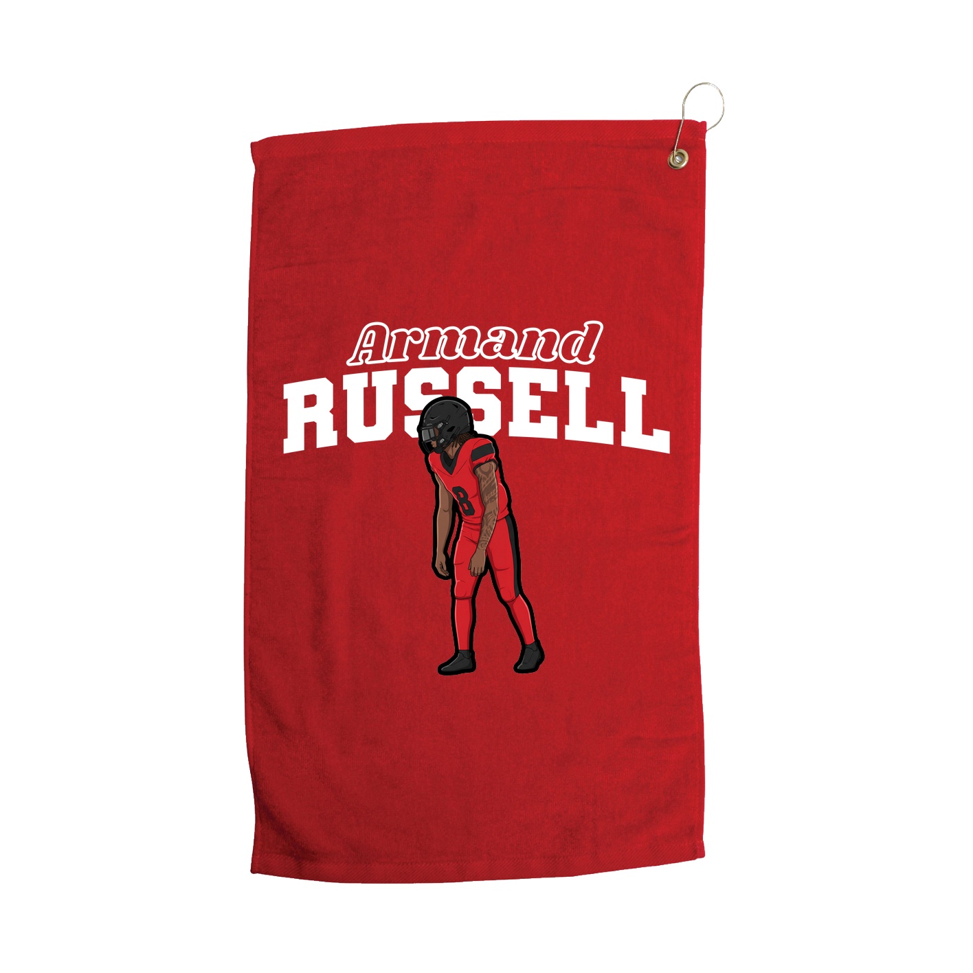 Golf Towel — Name Arch in Red