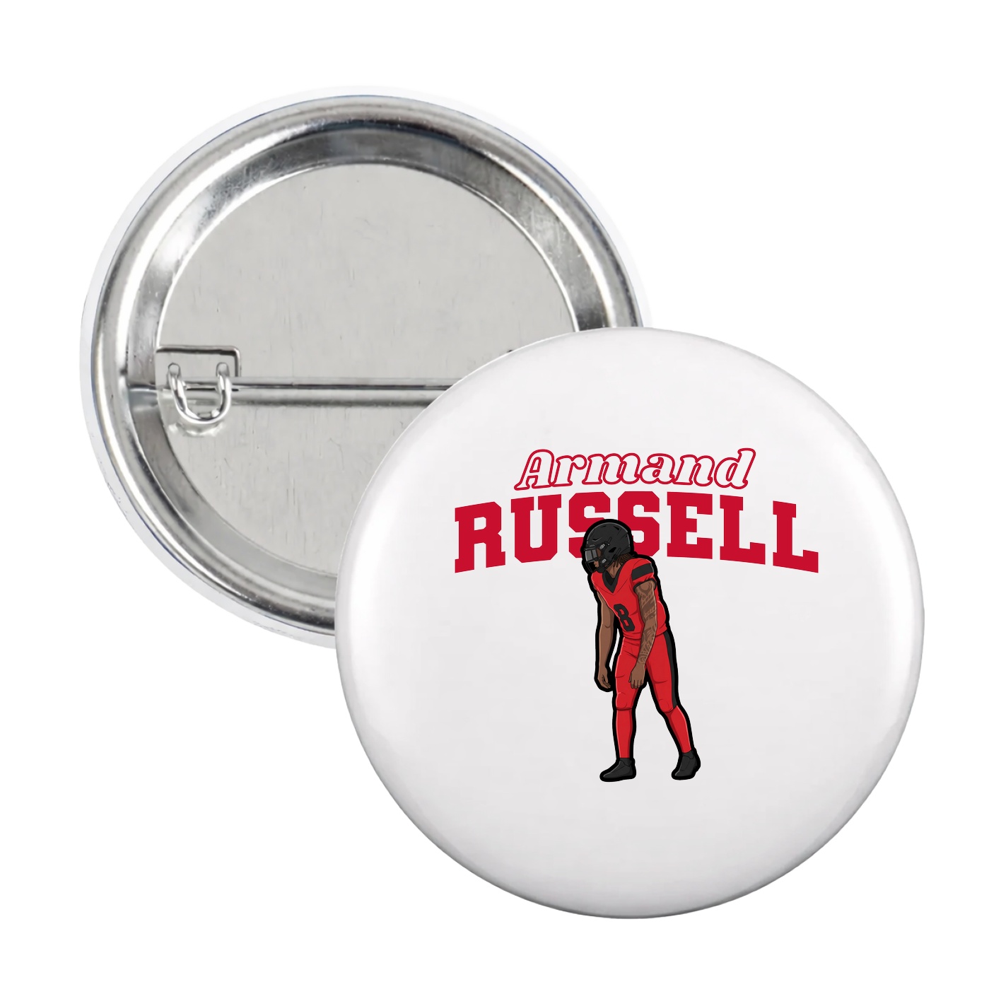 Game Day Button — Name Arch in White