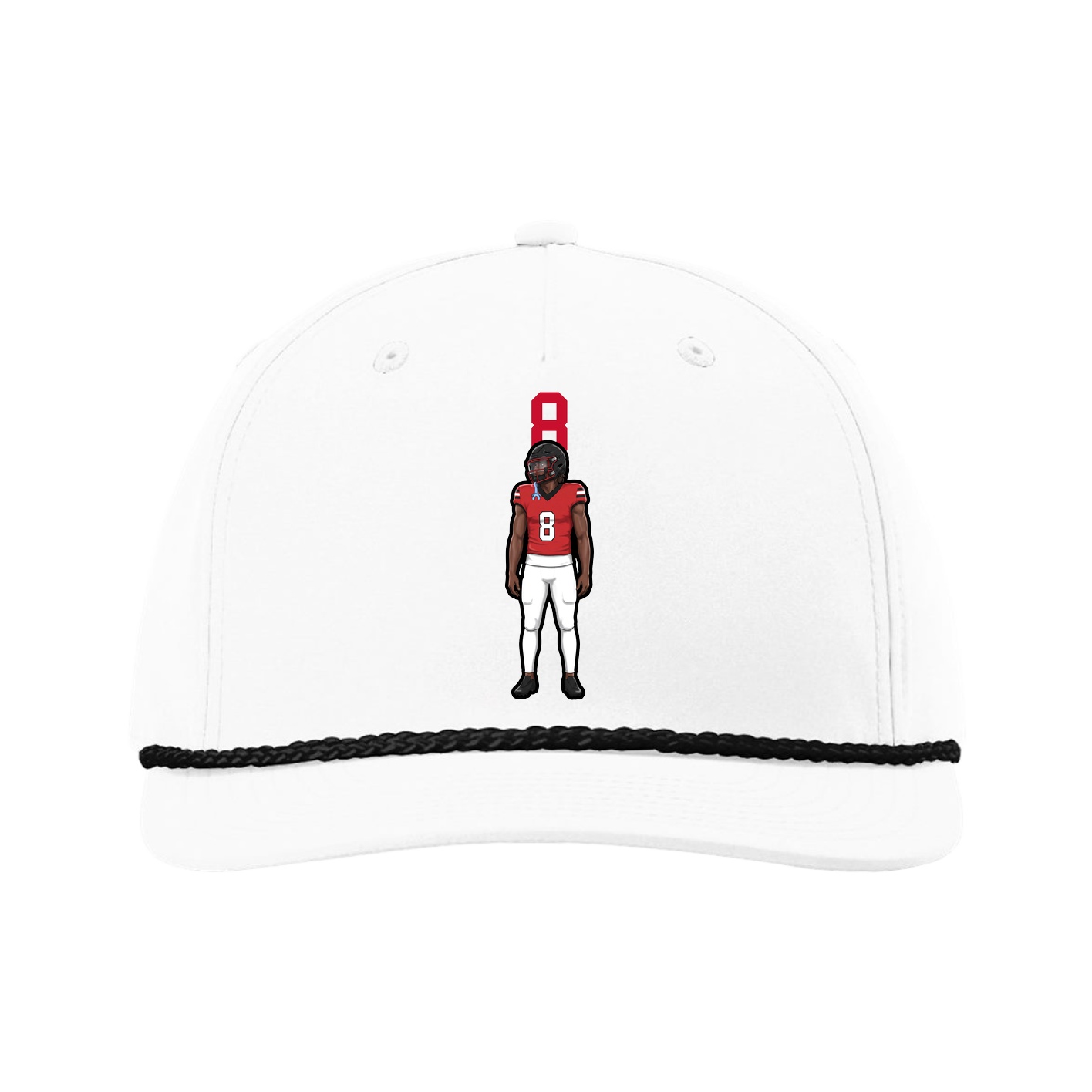 Five-Panel Classic Rope Cap — Number Top in White