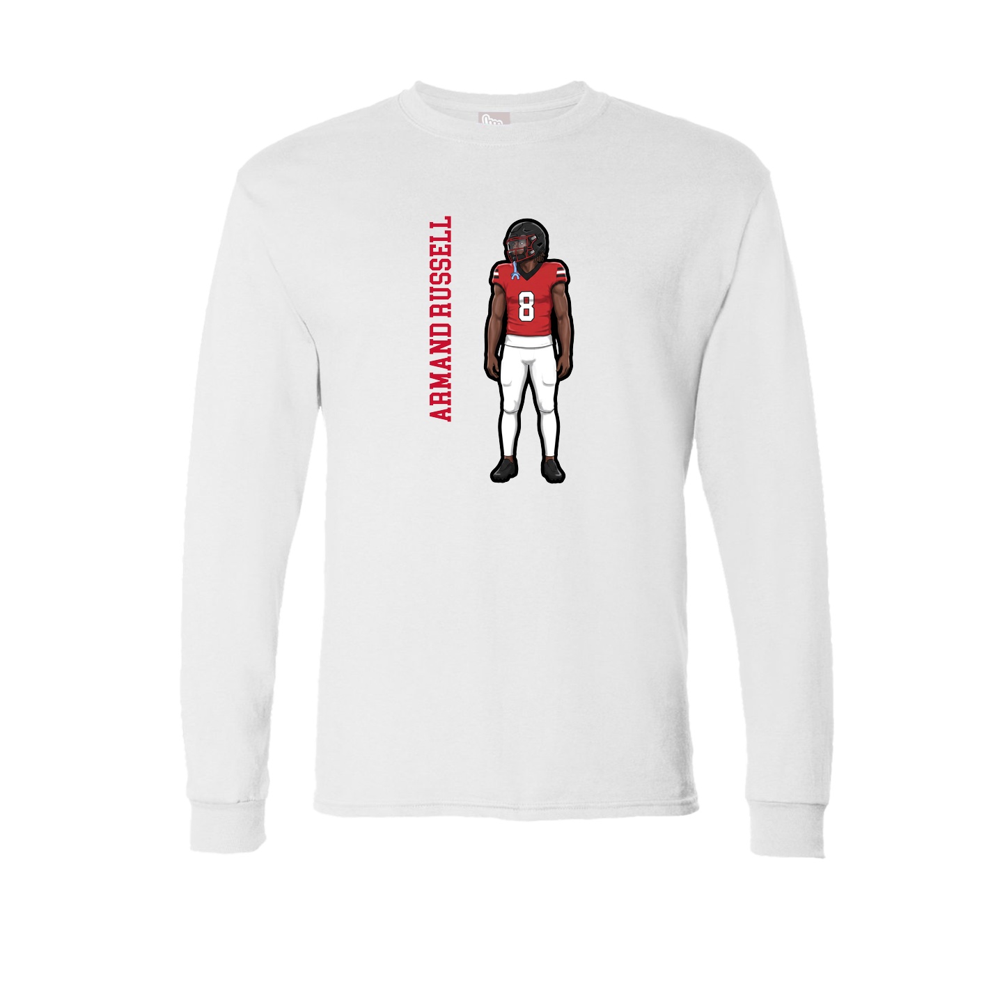 Long Sleeve Tee — Name Vertical in White
