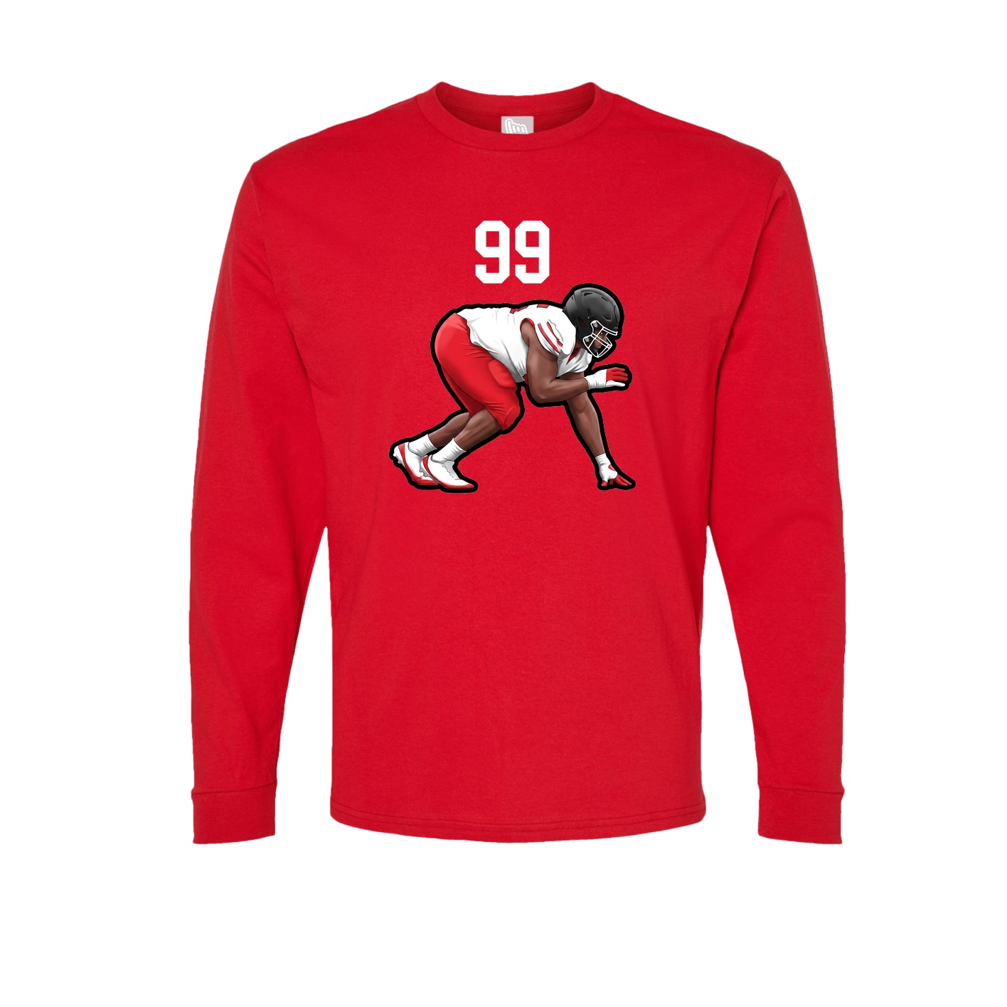 Long Sleeve Tee — Number Top in Red