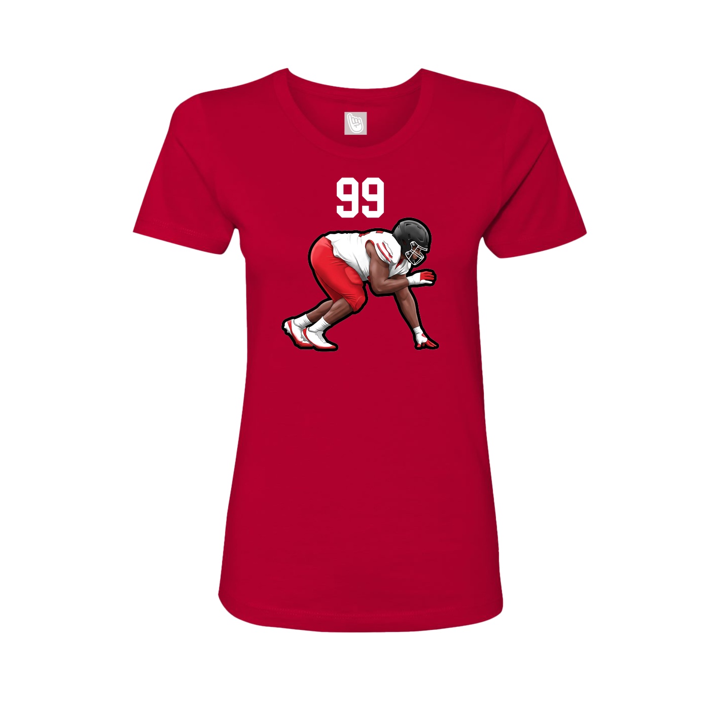 Fitted Women's Tee — Number Top in Red