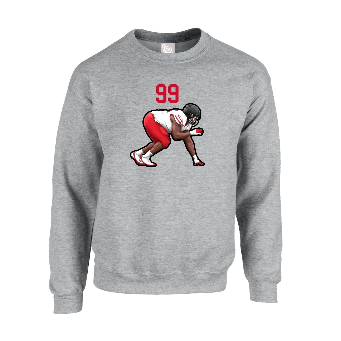 Fleece Crew — Number Top in Grey
