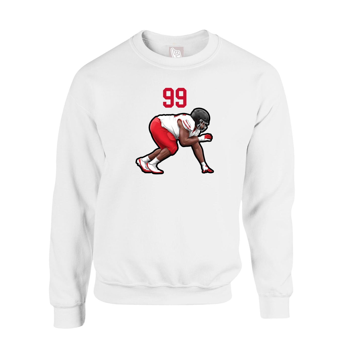 Fleece Crew — Number Top in White