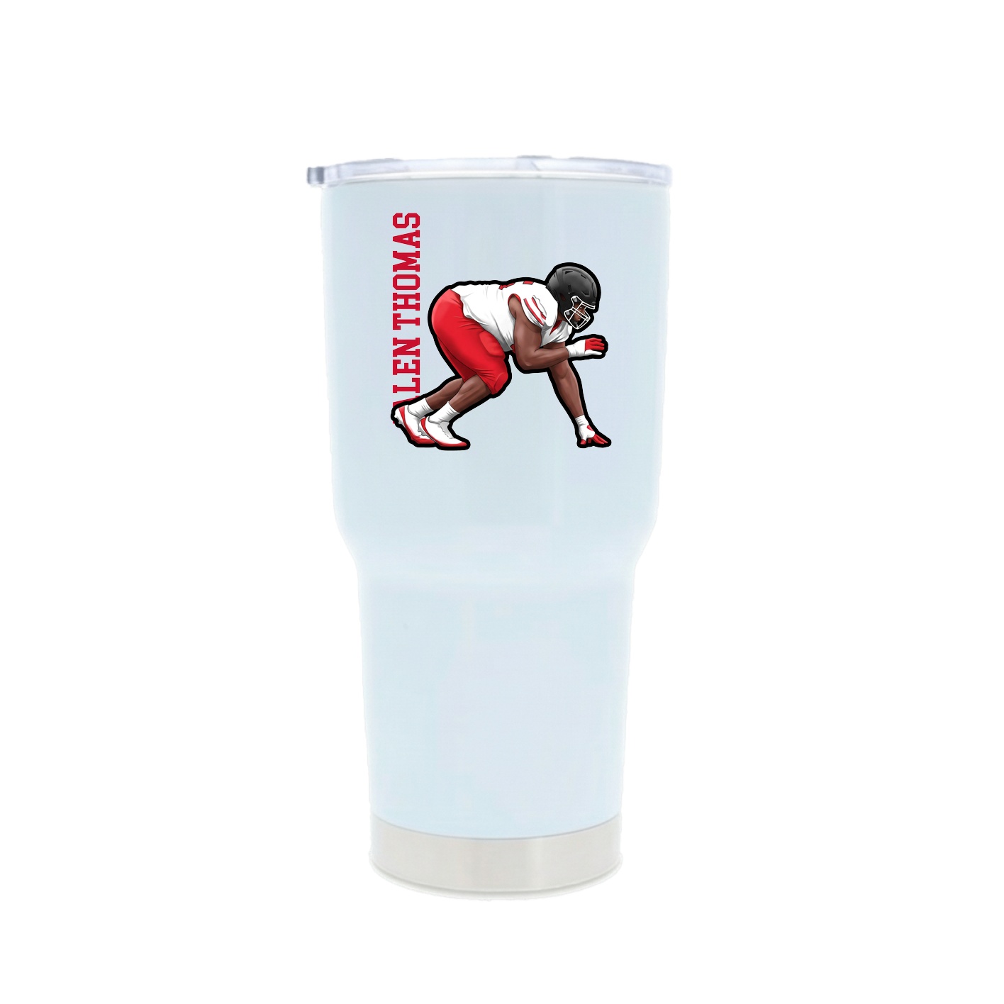 30oz Stainless Steel Tumbler — Name Vertical in White