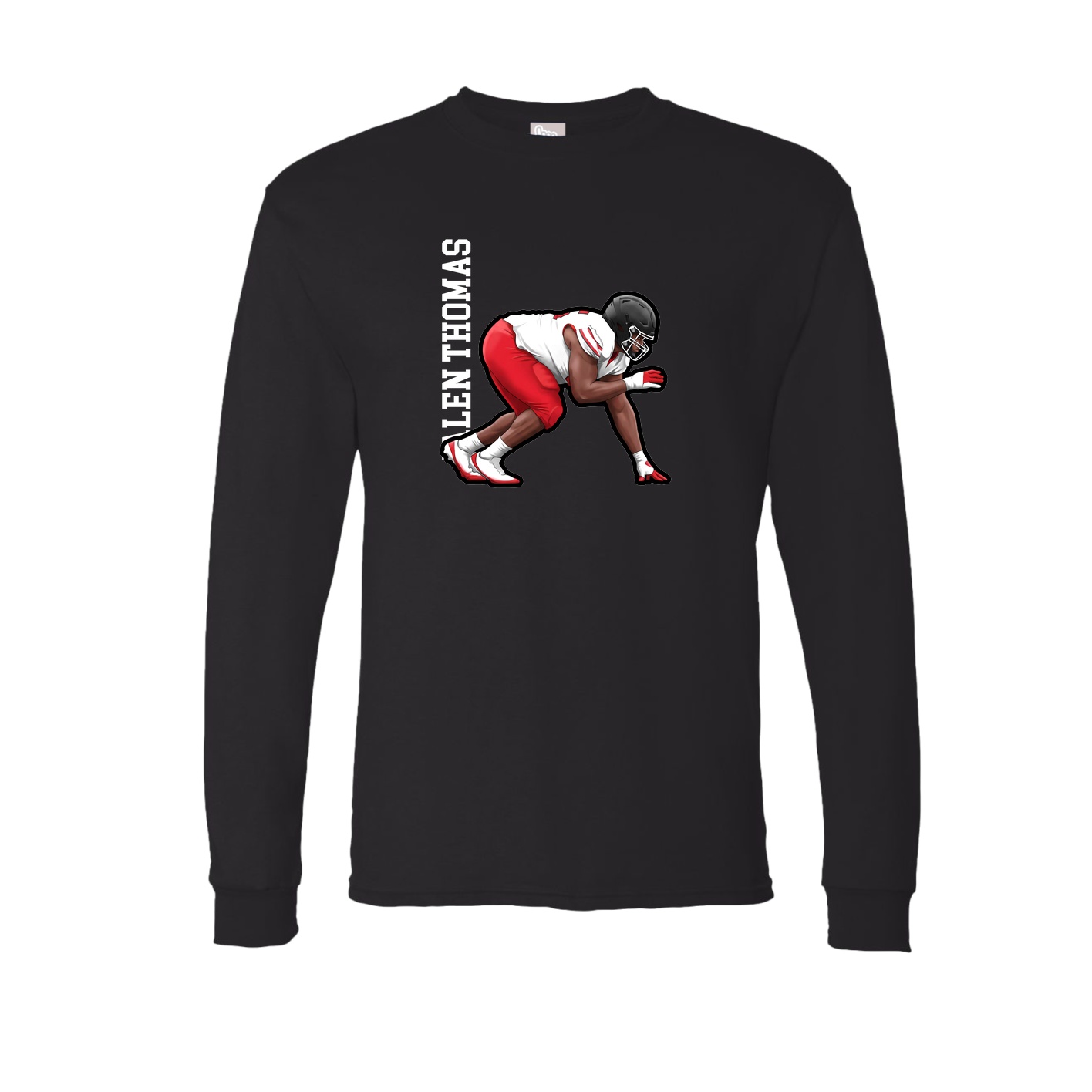 Long Sleeve Tee — Name Vertical in Black