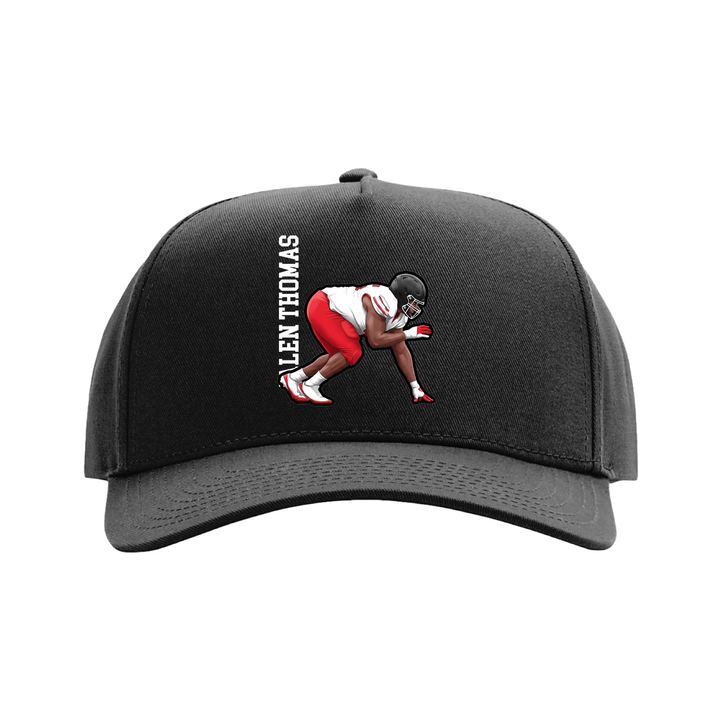 Full Fabric Five-Panel Champ Cap — Name Vertical in Black