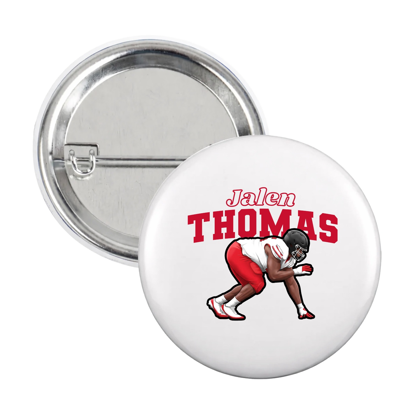 Game Day Button — Name Arch in White