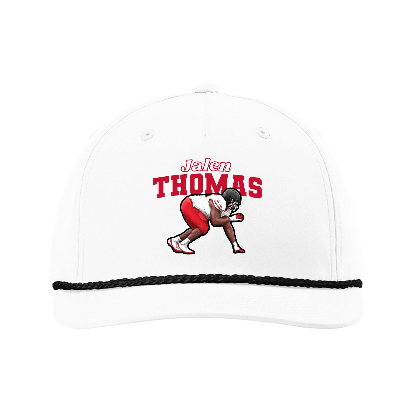 Five-Panel Classic Rope Cap — Name Arch in White