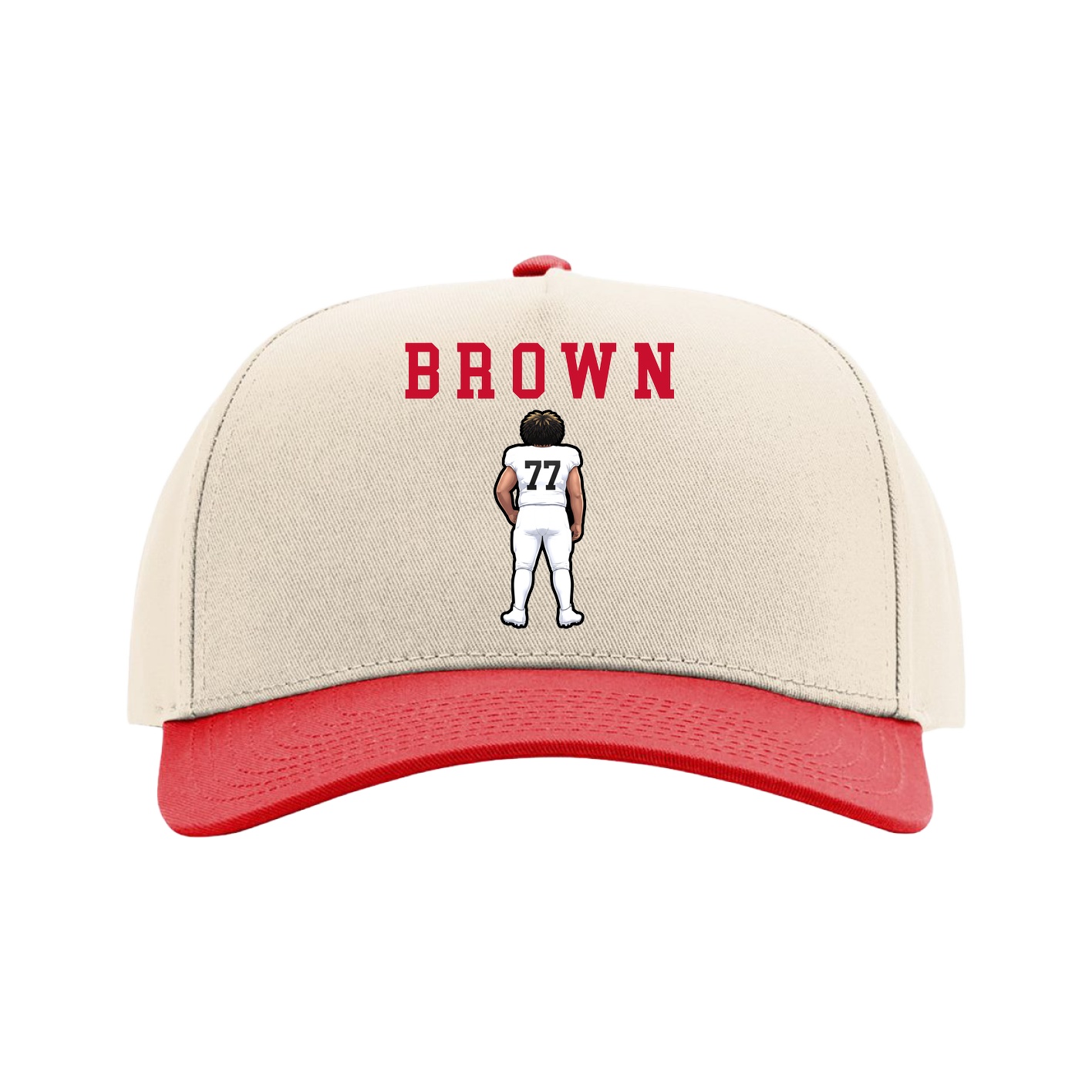 Full Fabric Five-Panel Champ Cap — Shirsey in Cream/Red