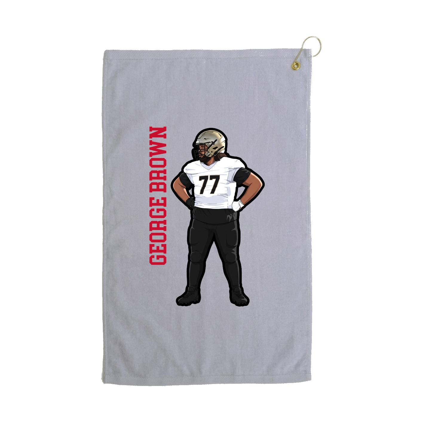 Golf Towel — Name Vertical in Grey