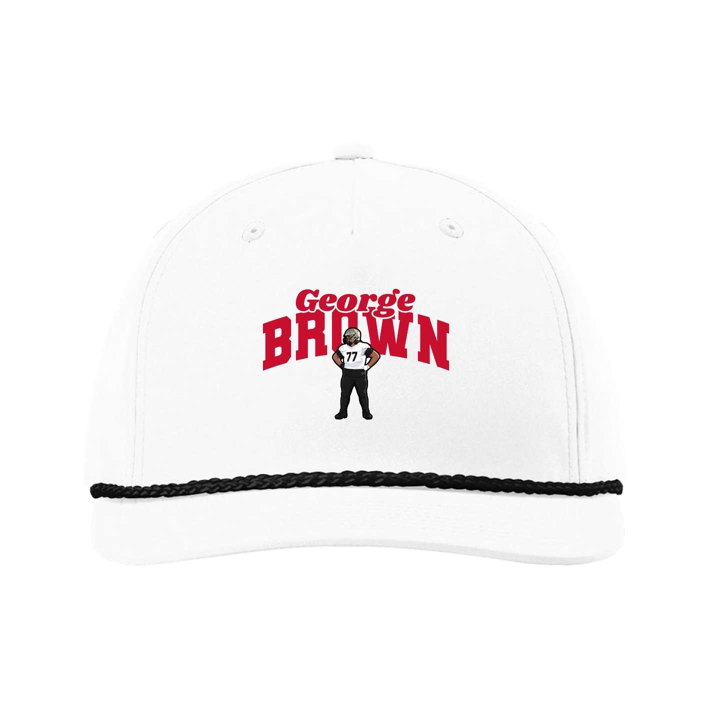 Five-Panel Classic Rope Cap — Signature Arch in White