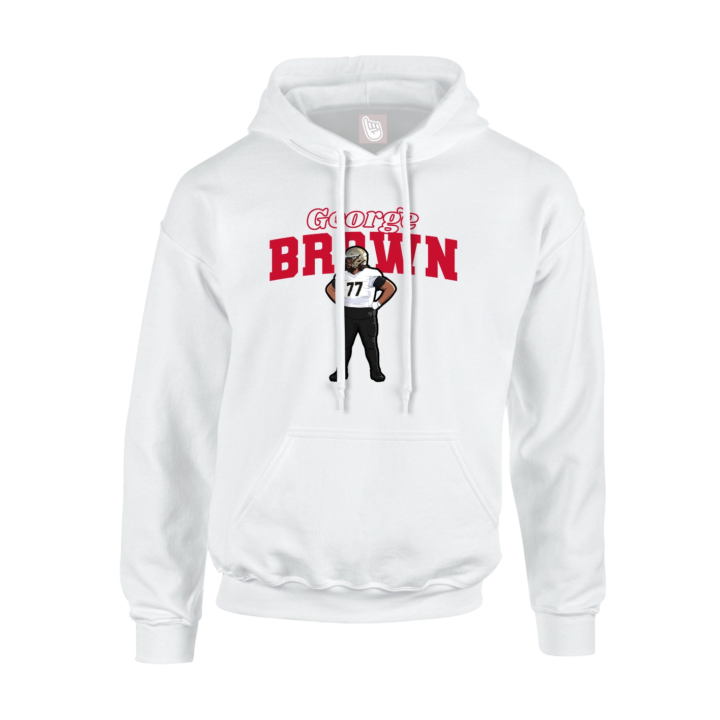 Youth Hoodie — Name Arch in White