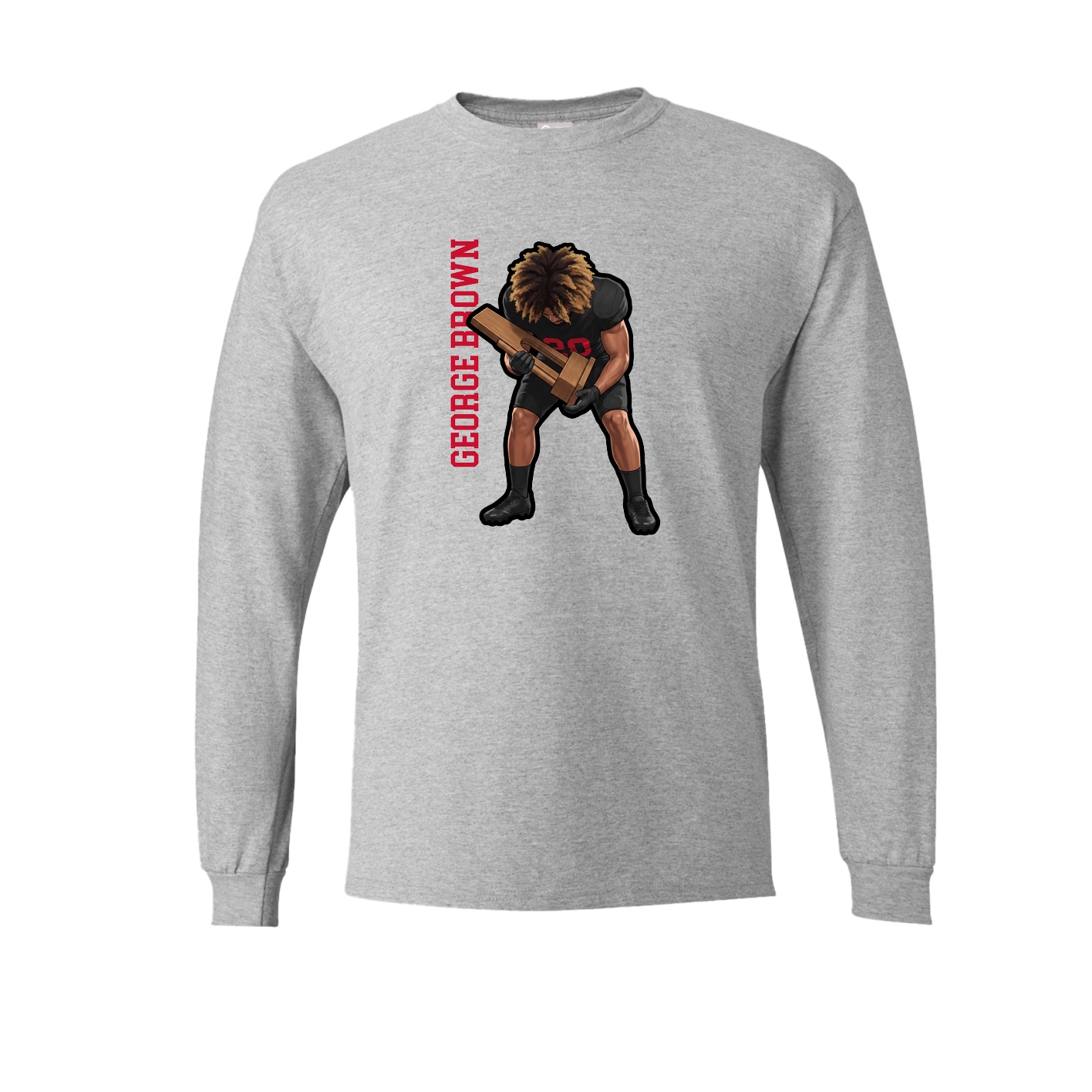Long Sleeve Tee — Name Vertical in Grey