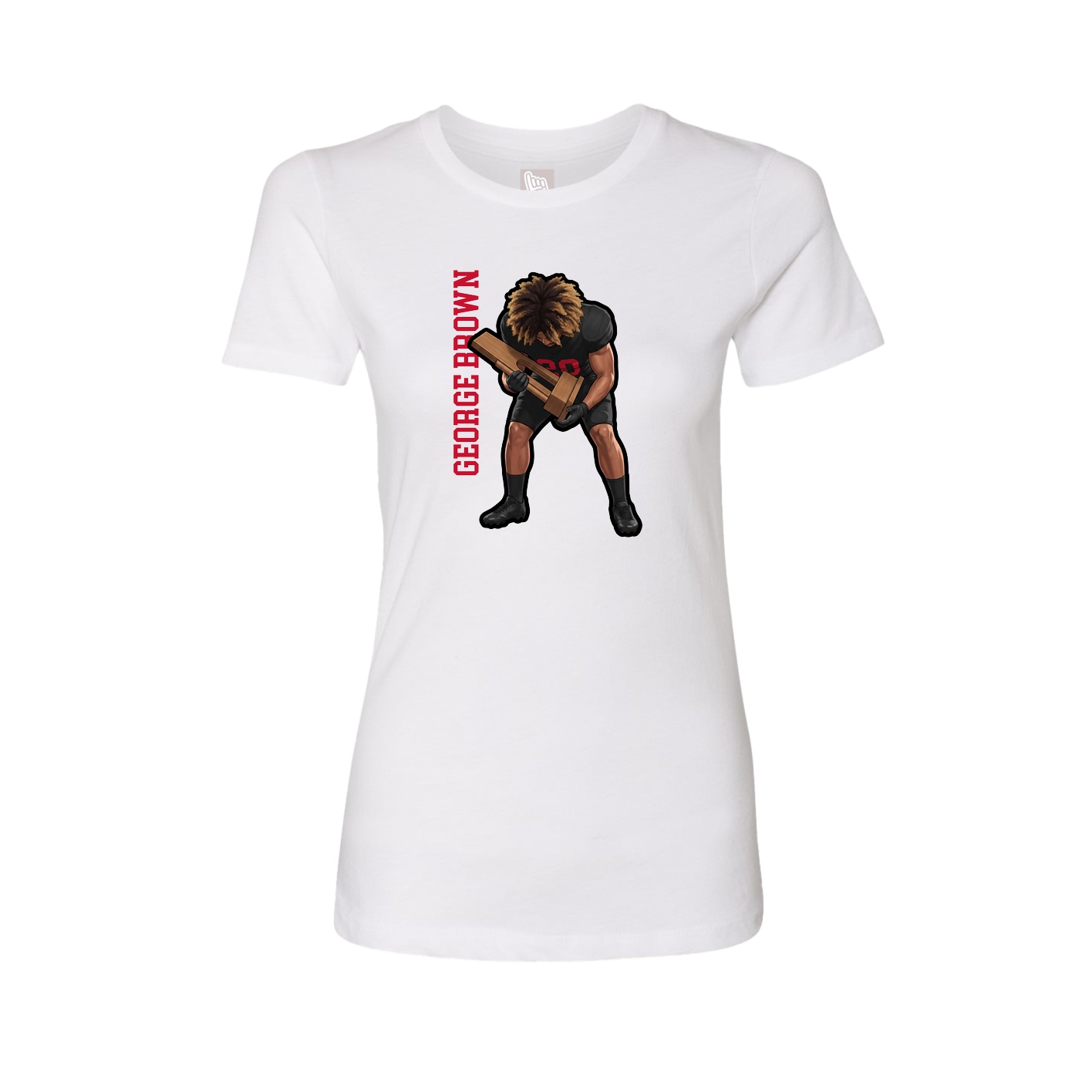 Womens Tee — Name Vertical in White