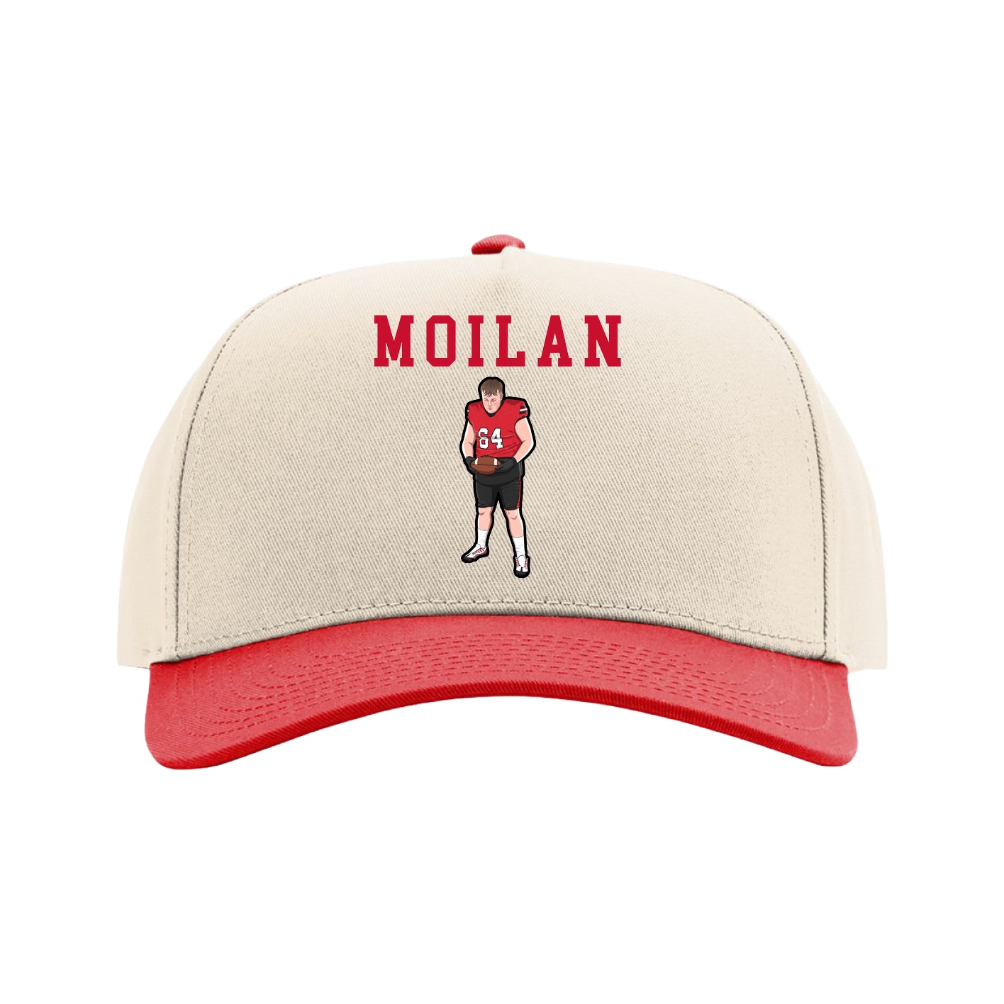 Full Fabric Five-Panel Champ Cap — Shirsey in Cream/Red