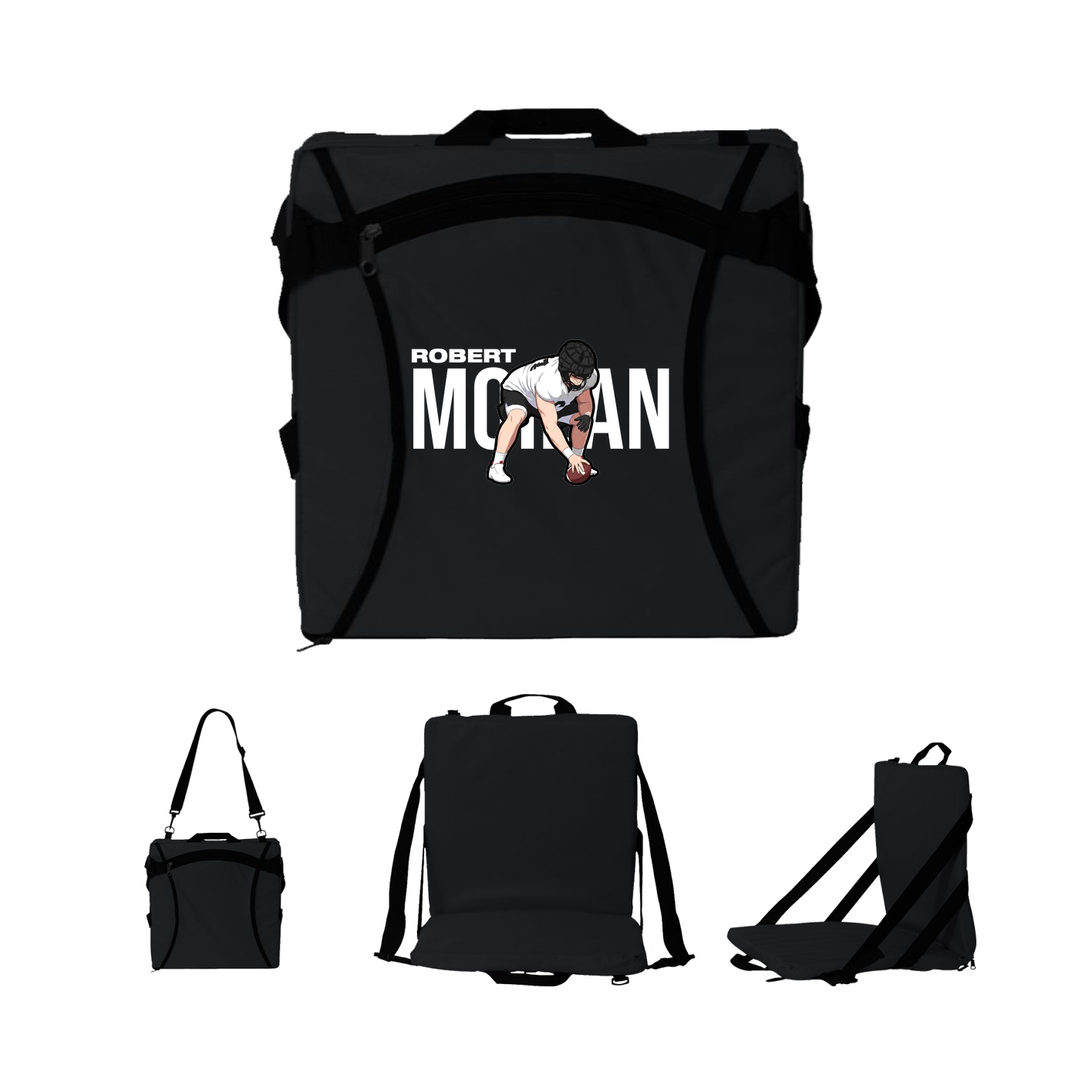 Folding Stadium Seat — Player Name in Black