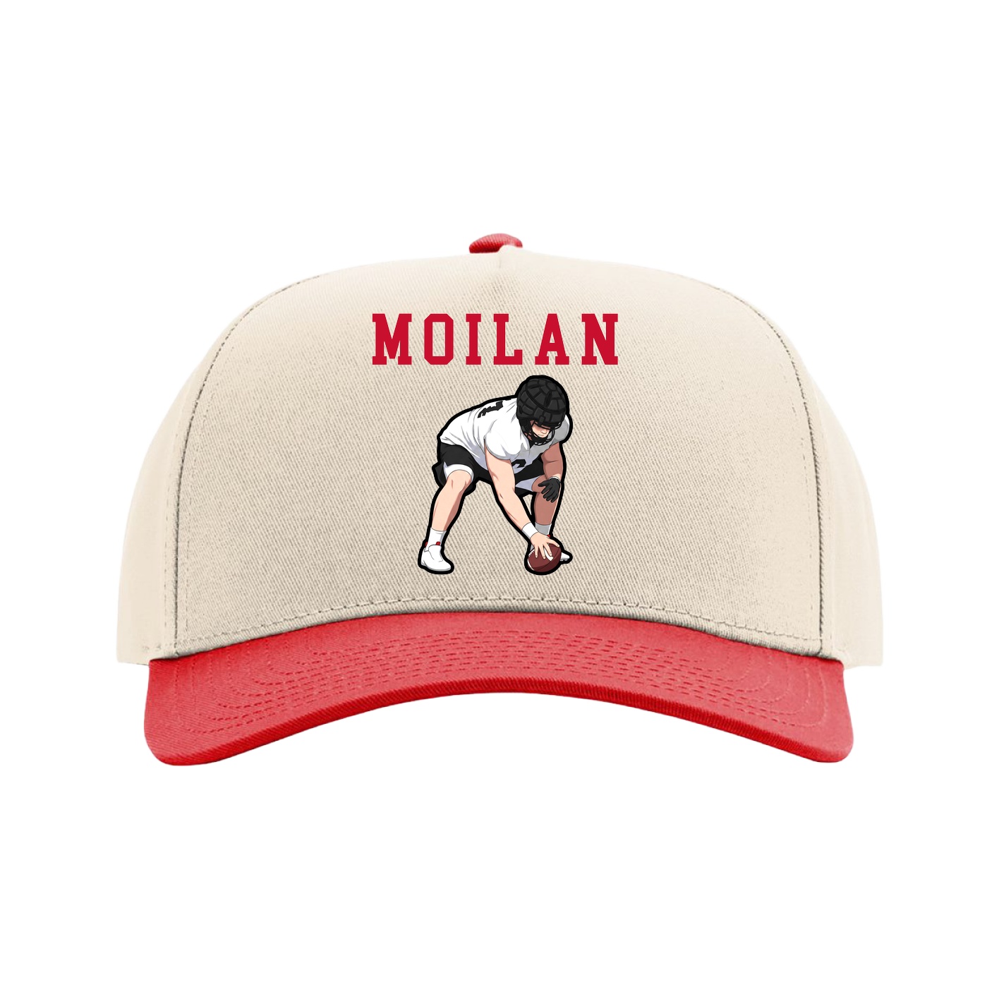 Full Fabric Five-Panel Champ Cap — Shirsey in Cream/Red