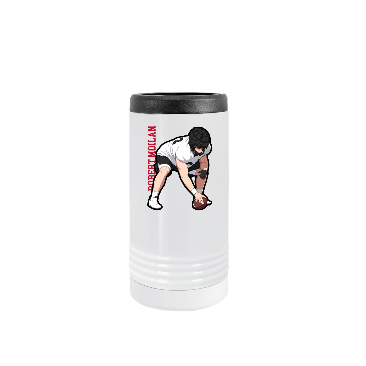 Slim Beverage Holder — Name Vertical in White