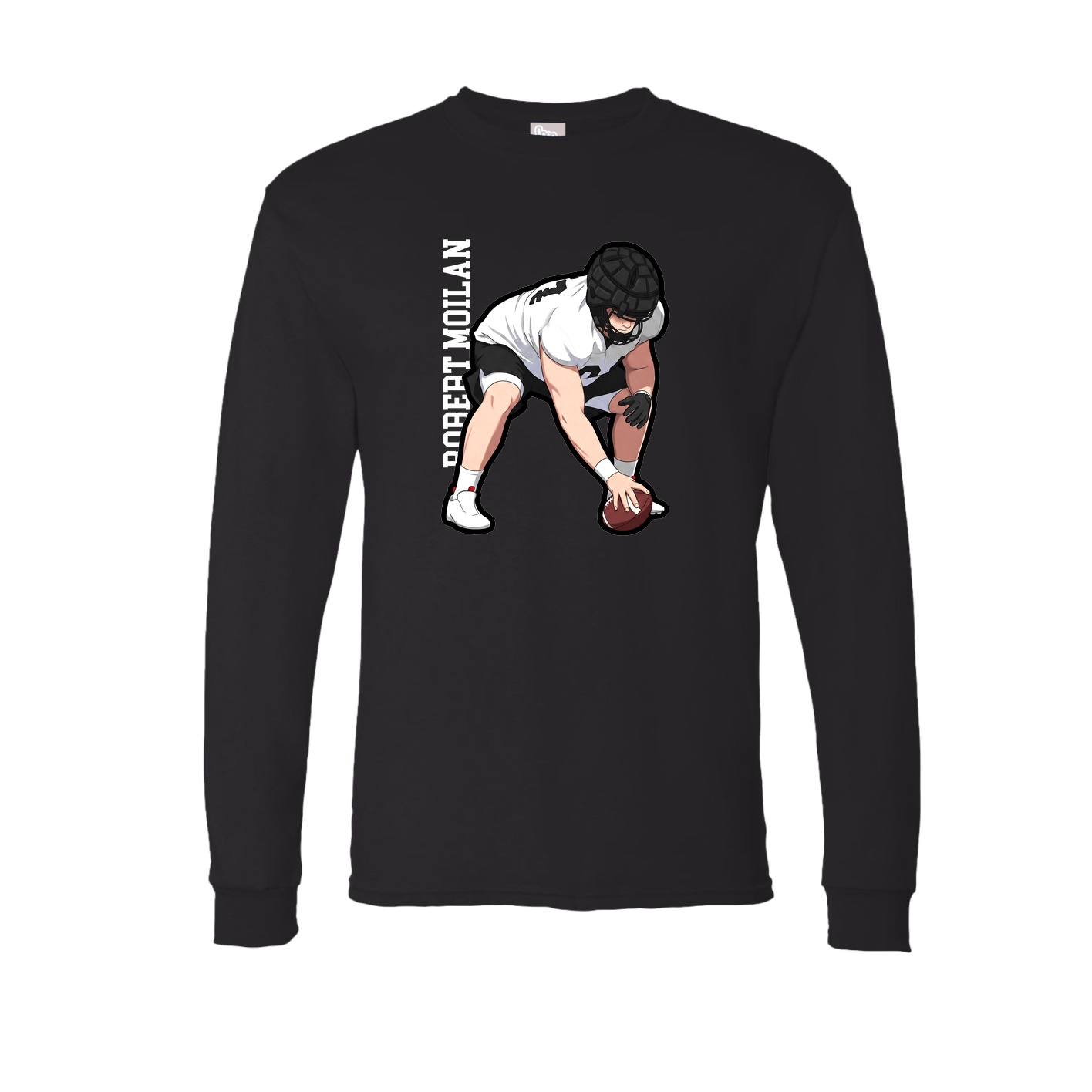 Long Sleeve Tee — Name Vertical in Black