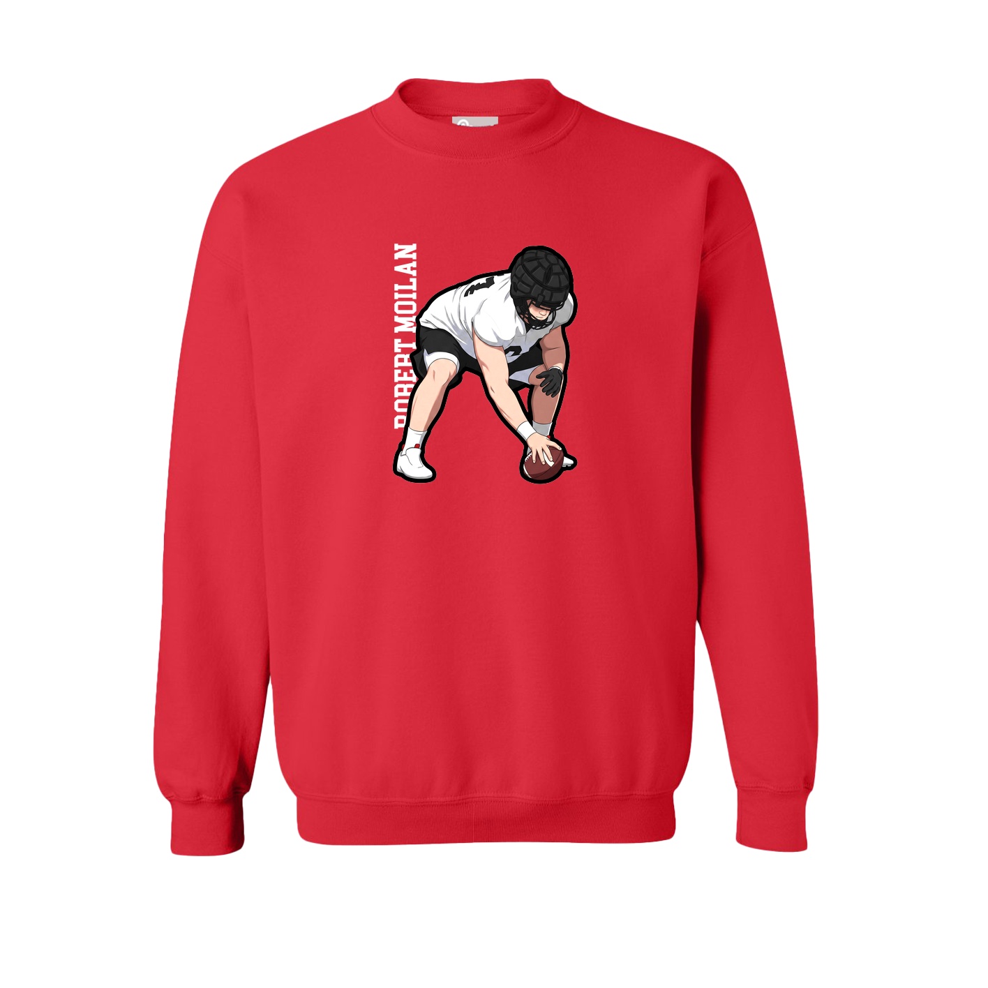Fleece Crew — Name Vertical in Red