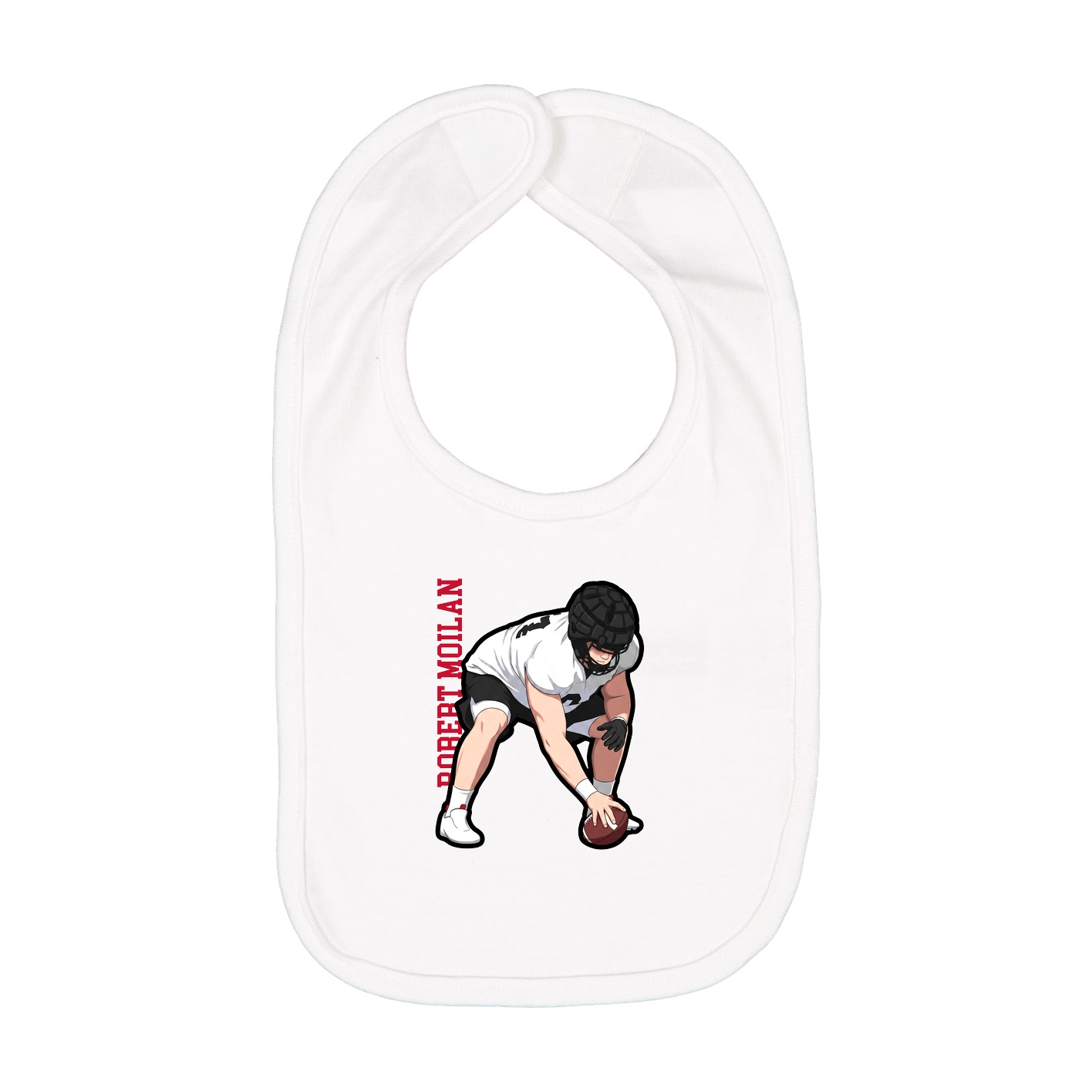 Infant Bib — Name Vertical in White
