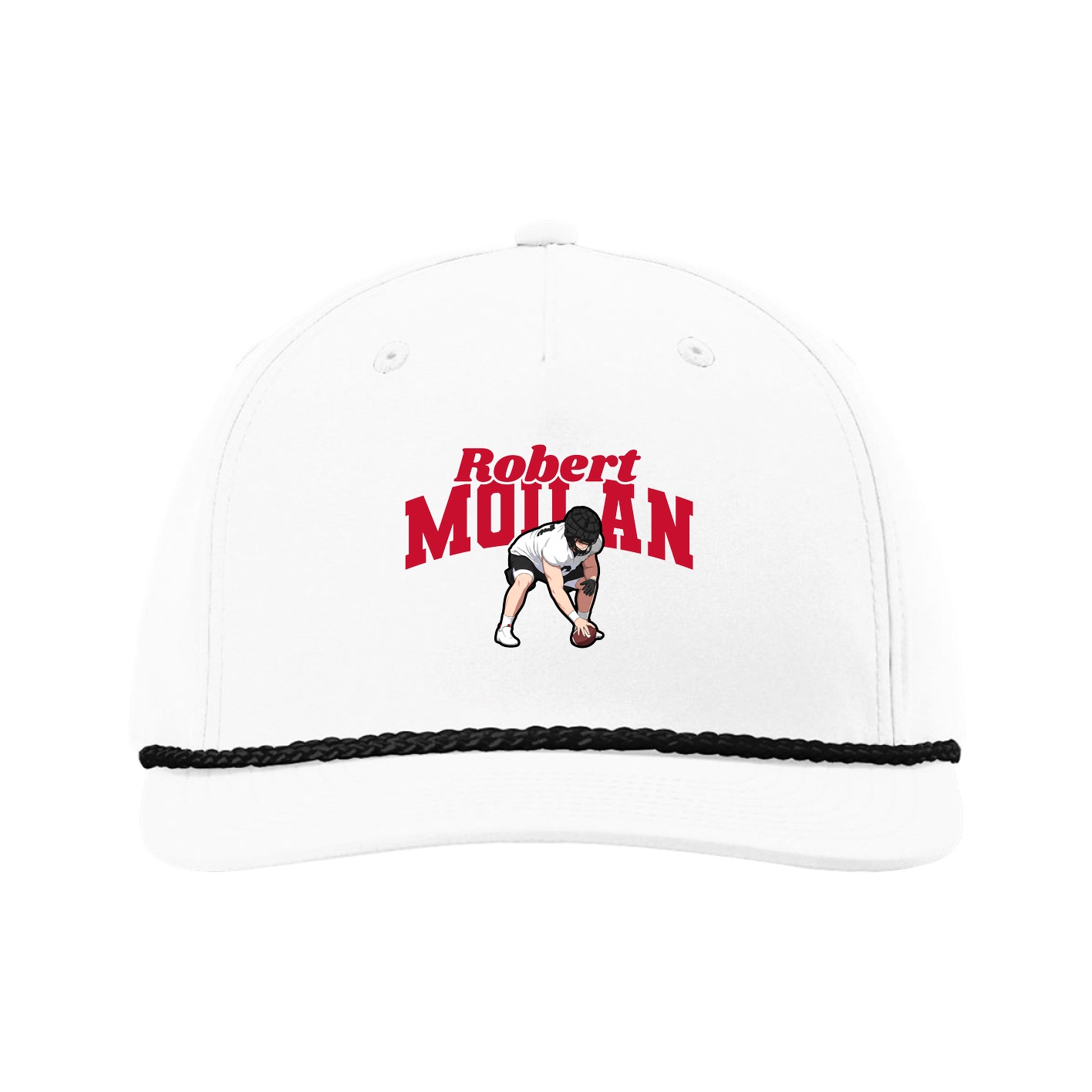 Five-Panel Classic Rope Cap — Signature Arch in White