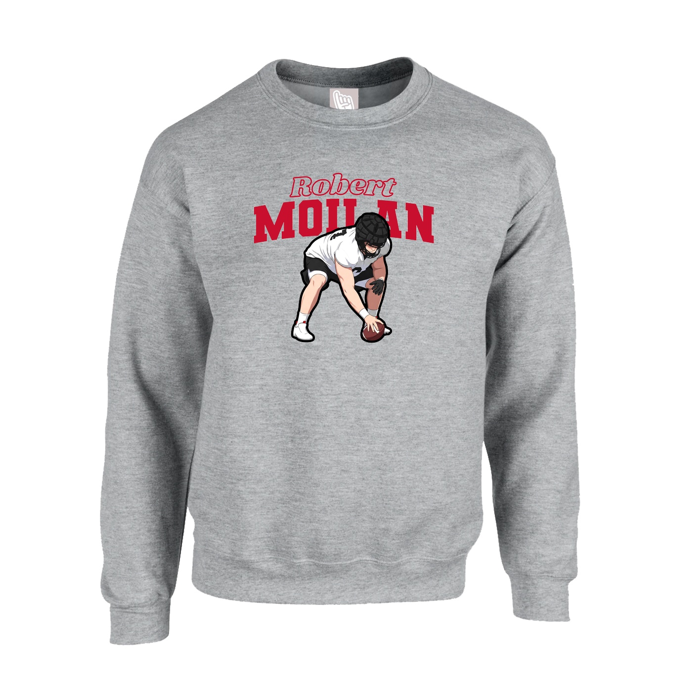 Fleece Crew — Name Arch in Grey