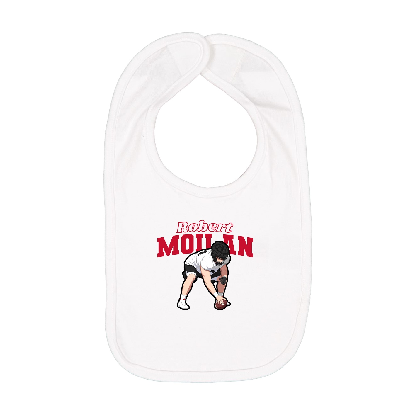 Infant Bib — Name Arch in White