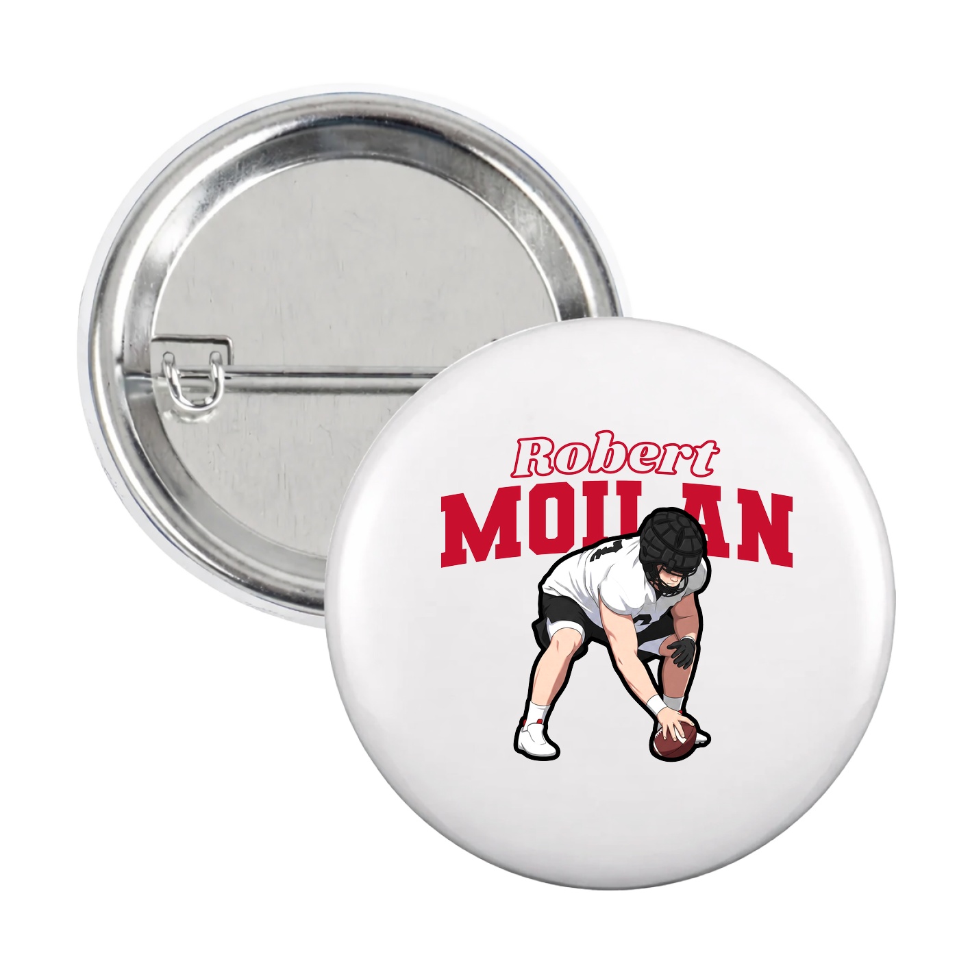 Game Day Button — Name Arch in White
