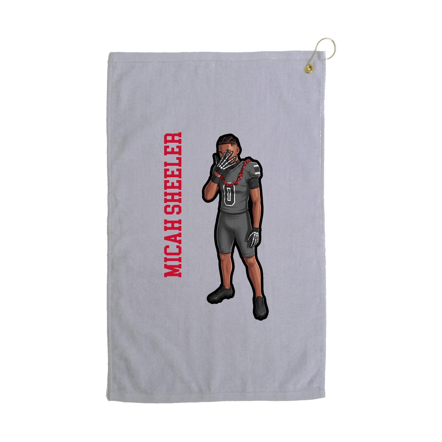 Golf Towel — Name Vertical in Grey