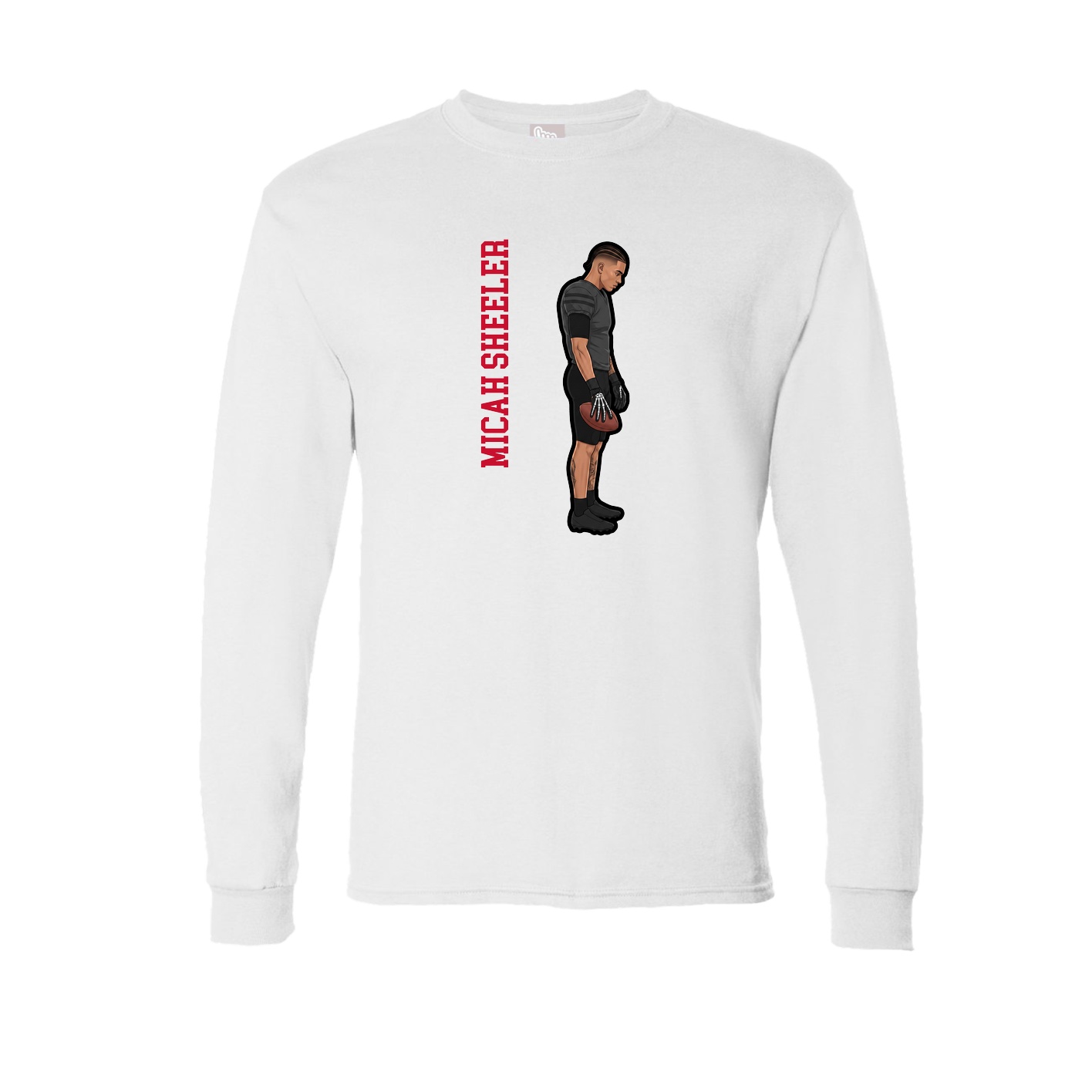 Long Sleeve Tee — Name Vertical in White