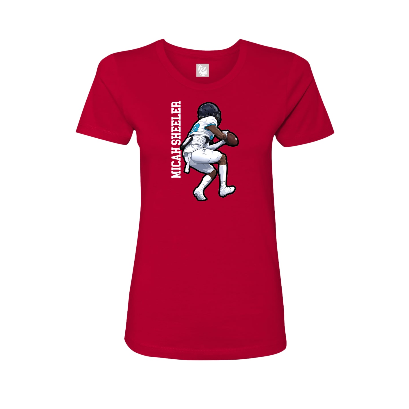 Fitted Women's Tee — Name Vertical in Red