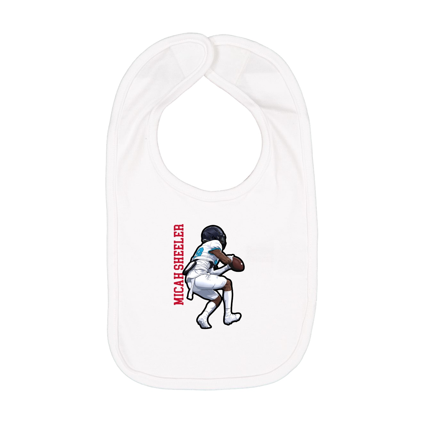 Infant Bib — Name Vertical in White