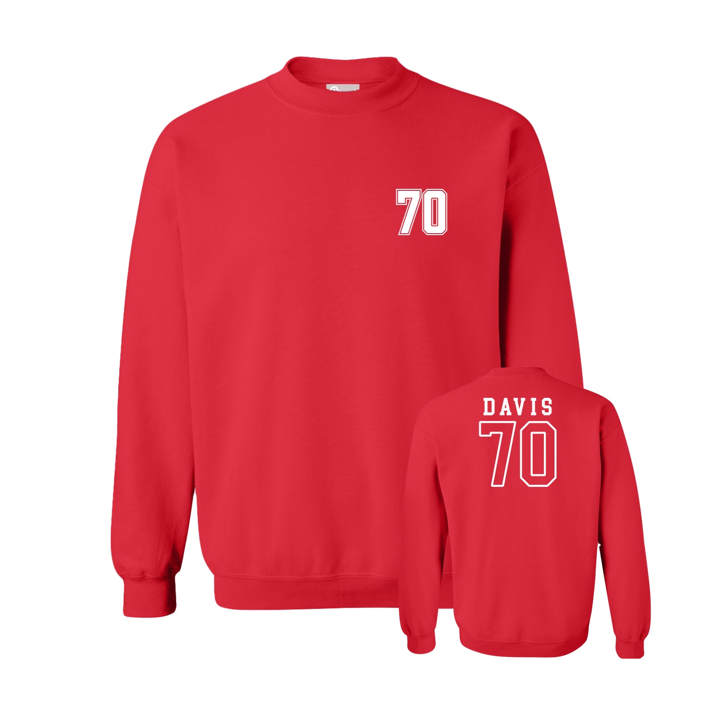 Fleece Crew — Chest Back in Red