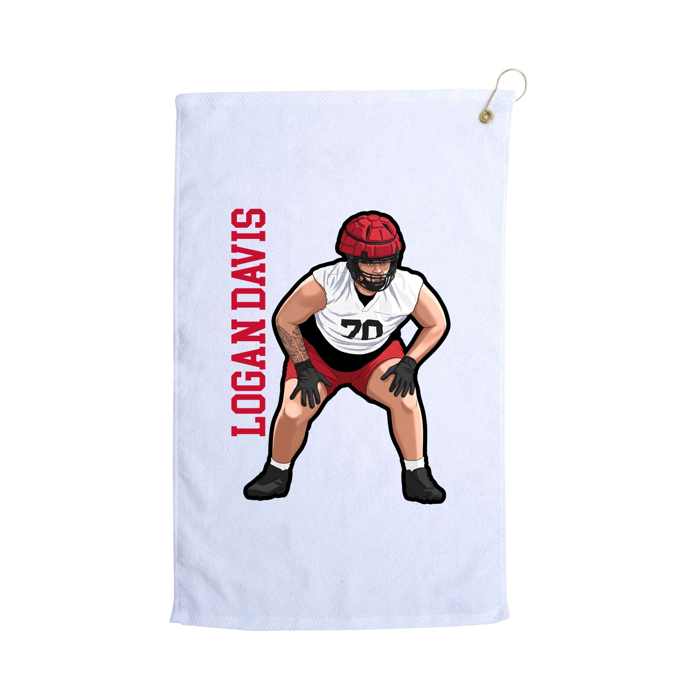 Golf Towel — Name Vertical in White