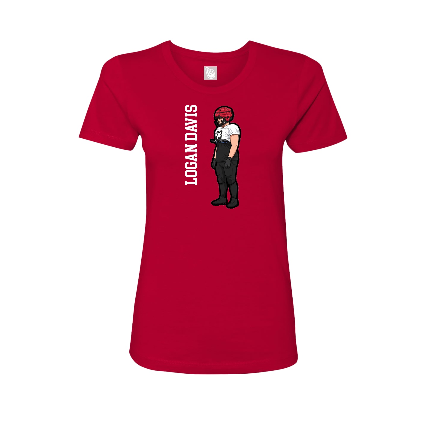 Fitted Women's Tee — Name Vertical in Red