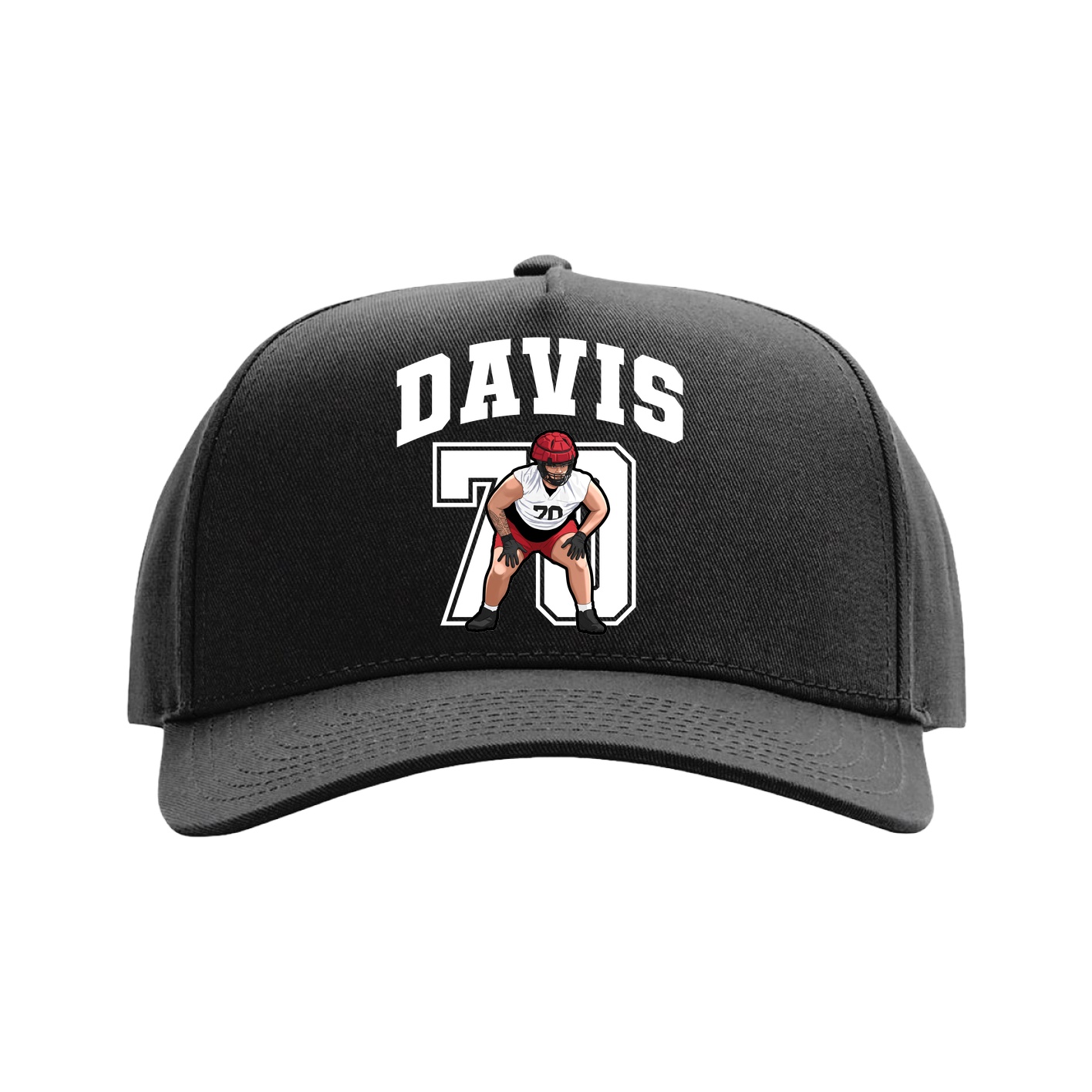 Full Fabric Five-Panel Champ Cap — Number in Black